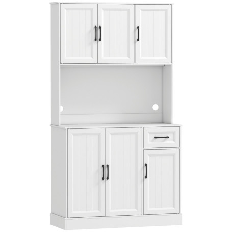 Köksskåp Vit i MDF med Arbetsyta – 4 Skåp + Låda, Justerbara Hyllor, 100×39,5×180,5 cm