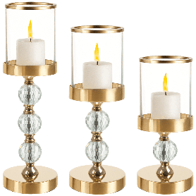 Elegant 3-pack ljushållare i glas – glamorös inredning