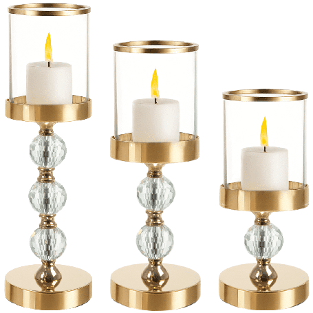 Elegant 3-pack ljushållare i glas – glamorös inredning