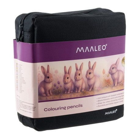 Kreativt skaparkit med 120 färgpennor – med ritblock och förvaringsväska