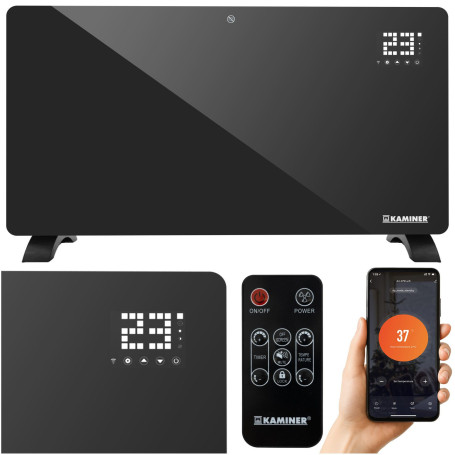 Glasradiator 2500 W med appstyrning (WiFi) och fjärrkontroll