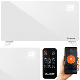Elektrisk glaspanelvärmare 2500W – appstyrning (WiFi) + fjärrkontroll