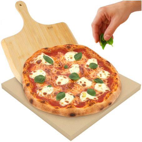 Pizzasten i XXL-format 38×36 cm – inkl. bambuspatel/bräda