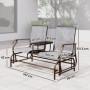 Gungbänk Trädgård Brun – 2-Sits med Bord & Glasskiva, 147×78×101,5 cm