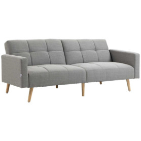 Bäddsoffa 2-i-1 Grå i Linneoptik – Justerbart Ryggstöd, 205×88 cm