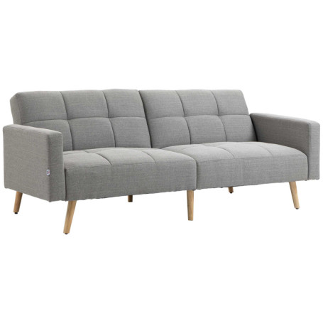 Bäddsoffa 2-i-1 Grå i Linneoptik – Justerbart Ryggstöd, 205×88 cm