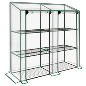Mini Växthus Transparent med 3 Hyllplan – Plastöverdrag & Väggmodell, 143×46×151 cm
