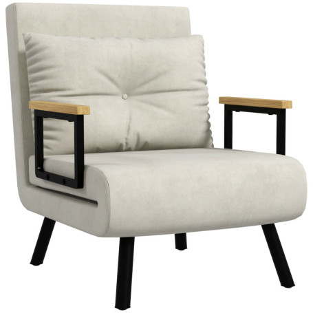 Bädd Relaxfåtölj Skandinavisk Design Justerbar Rygg Med Kudde Cremevit