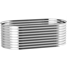 Odlingslåda Oval Galvaniserat stål Grå  160 x 80 x 56 cm