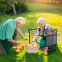 2-i-1: knäbänk och trädgårdssits för trädgård arbete Fällbar Metall Grå