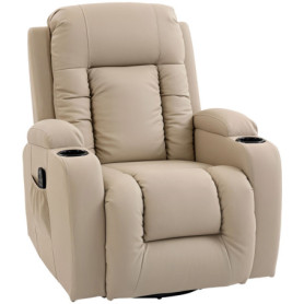 Massagestol Beige Med Vipp-, Ligg- Och 8 vibrationspunkter för helkroppsmassage