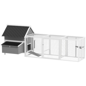 Stor Hönsgård med Hus, Nistlådor För 7–10 Hönor Grå