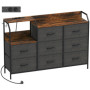 Byrå Vintage Brun Och Svart Med 8 Tyglådor, Inbyggd strömstation 130,5 x 30 x 88 cm