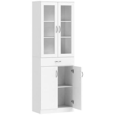 Högt Köksskåp Vit Med Glasdörr 60 x 35 x 180 cm
