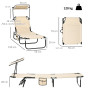 Hopfällbar Solsäng Med Soltak 2-Pack Beige