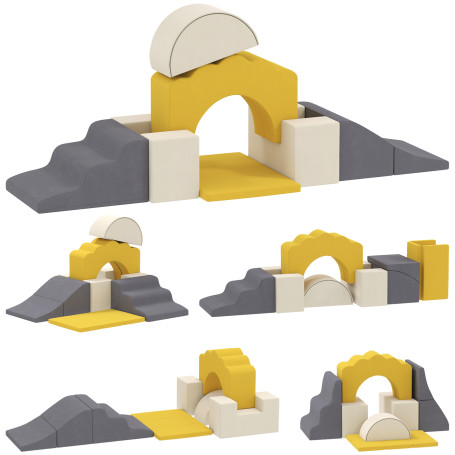 Klossar För Klättring Bunt 7-Delars Set Tyg Och Skumplast För Inomhusbruk