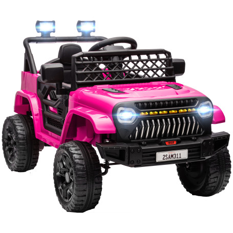 Elektrisk Barnbil Safari Rosa dubbelmotor 12V Med Fjärrkontroll LED Musik
