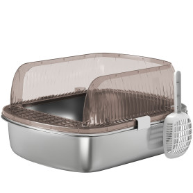 Kattlåda Grå 53 x 42 x 27 cm Rostfritt Stål Med Hög Kant