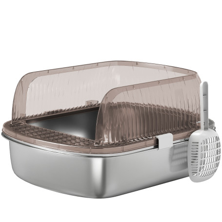 Kattlåda Grå 53 x 42 x 27 cm Rostfritt Stål Med Hög Kant