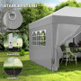 Pop-up Paviljong Grå 6 x 3 m Fällbar Med Fönster Och Sidoväggar