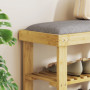 Sko sittbänk Bambu med 2 Hyllor, Grå Dyna 60 x 29 x 49 cm