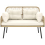 Trädgårdssoffa 2-sits Natur 115 x 61 x 82 cm Polyrattan Med Beige Dynor