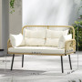 Trädgårdssoffa 2-sits Natur 115 x 61 x 82 cm Polyrattan Med Beige Dynor