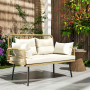 Trädgårdssoffa 2-sits Natur 115 x 61 x 82 cm Polyrattan Med Beige Dynor