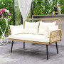 Trädgårdssoffa 2-sits Natur 115 x 61 x 82 cm Polyrattan Med Beige Dynor