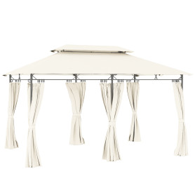 Trädgårdspaviljong Dubbelt Tak Vit 4 x 3 m Vattenavvisande