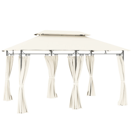Trädgårdspaviljong Dubbelt Tak Vit 4 x 3 m Vattenavvisande