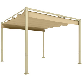 Pergola Med Infällbart Tak Khaki 3 x 3 m Metall