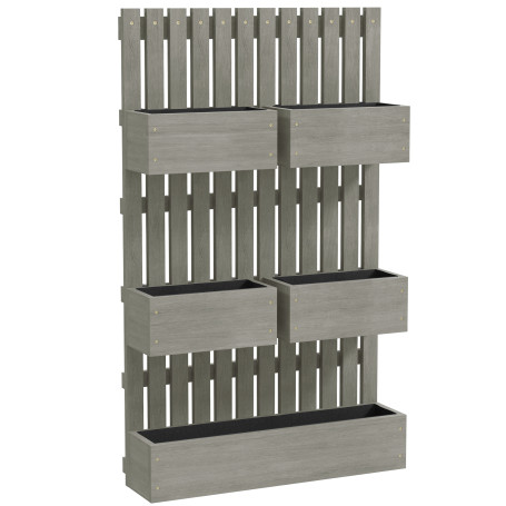 Vägg Odlingslåda Grå 5 Lådor 60 x 16 x 100 cm Trä Med Spaljé
