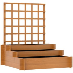 Odlingslåda 3 Nivåer Med Spaljé Rankstöd Brun 95 x 95 x 110 cm Trä