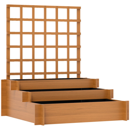 Odlingslåda 3 Nivåer Med Spaljé Rankstöd Brun 95 x 95 x 110 cm Trä