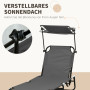 Fällbar Solsäng Med Soltak Mörkgrå 2-pack