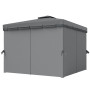 Trädgårdspaviljong Mörkgrå 3 x 3 m Vattenavvisande Med Dubbelt Tak