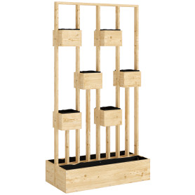 Odlingslåda med 8 Hägnade Blomlådor 90 x 45 x 170 cm Trä Med Rankgaller