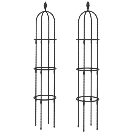 Klätterstöd Obelisk Grön 174 cm Stål 2-pack