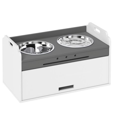 Upphöjd Hundmatsstation Vit 60 x 30 x 35,5 cm Trä