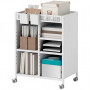 Bokhylla På Hjul Vit 4 Hyllplan Justerbara Hyllor Hängkorgar