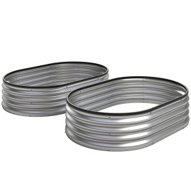 Odlingslåda Oval Grå 135 x 90 x 30 cm Metall 2-pack