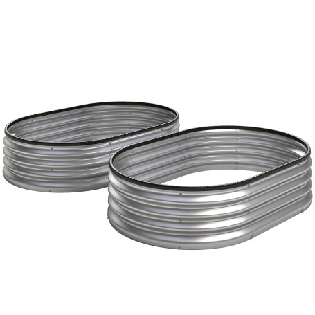 Odlingslåda Oval Grå 135 x 90 x 30 cm Metall 2-pack