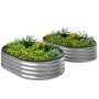 Odlingslåda Oval Grå 135 x 90 x 30 cm Metall 2-pack