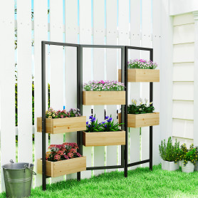 Odlingslåda Med Insynsskyddspanel Svart Stål