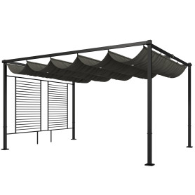 Pergola Mörkgrå 3,87 x 2,97 m Med Skjuttak UV50+
