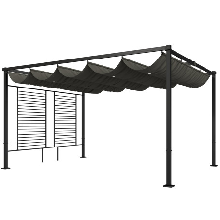 Pergola Mörkgrå 3,87 x 2,97 m Med Skjuttak UV50+