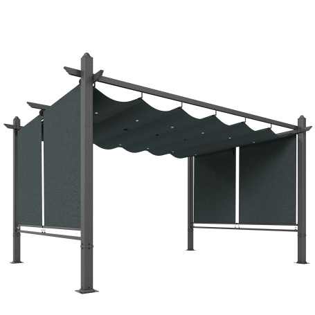 Pergola Grå 3 x 4 m Aluminium Med Skjuttak