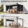 Pergola Grå 3 x 4 m Aluminium Med Skjuttak