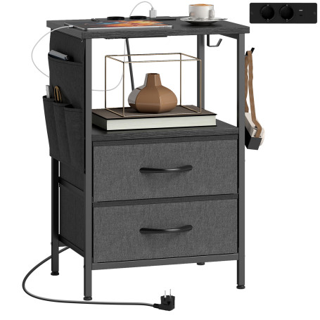 Sidobord Svart 40 x 30 x 60 cm Stål Med Laddstation